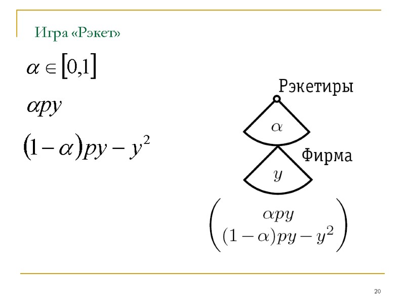 20 Игра «Рэкет» 20 Игра «Рэкет»